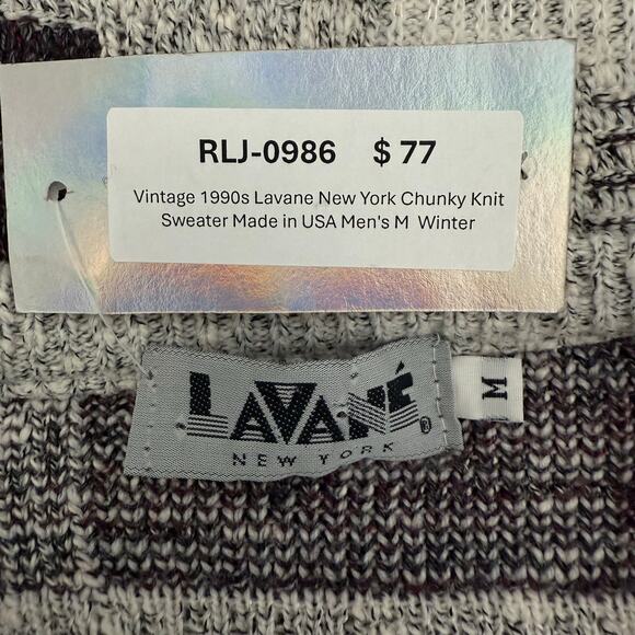 Vintage 1990s Lavane New York Chunky Knit Sweater Made in USA Men's M Winter - Picture 4 of 5